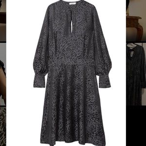 Dark grey leopard silk dress. Never worn/NWT.